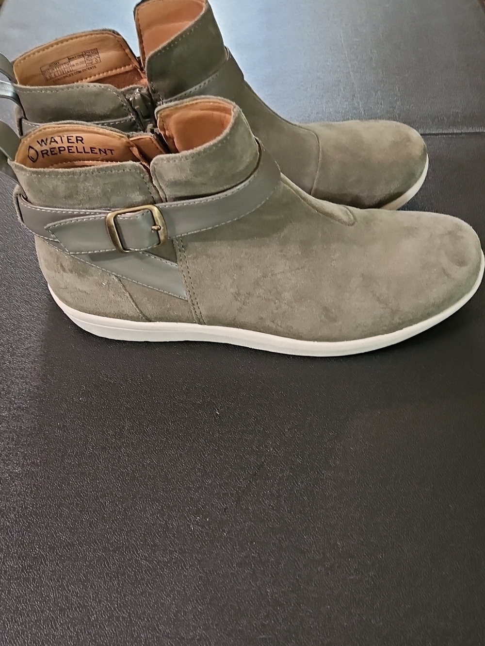 Vionic Olive Green Suede  Boots with Buckle